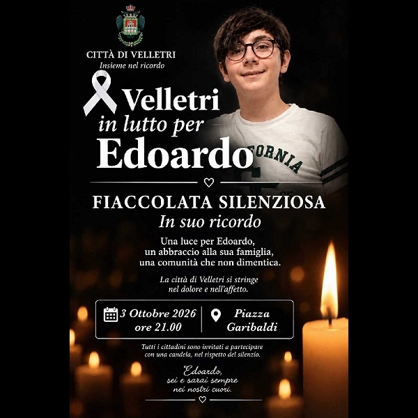 Fiaccolata in ricordo di Edoardo - sabato 3 ottobre alle ore 21.00 presso piazza Garibaldi